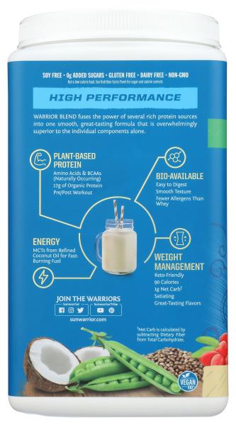 Sunwarrior Warrior Blend - Organic Vegan Plant Protein Powder with BCAAs and Pea Protein - Dairy free, Gluten Free, Soy Free, Non- GMO, Plant based protein powder, Sugar free and Keto Friendly
