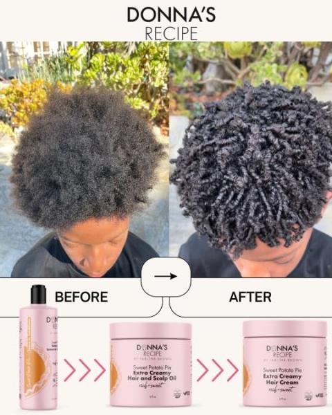 (3) Donna's Recipe by Tabitha Brown Hair Cream Sweet Potato Pie Extra Creamy