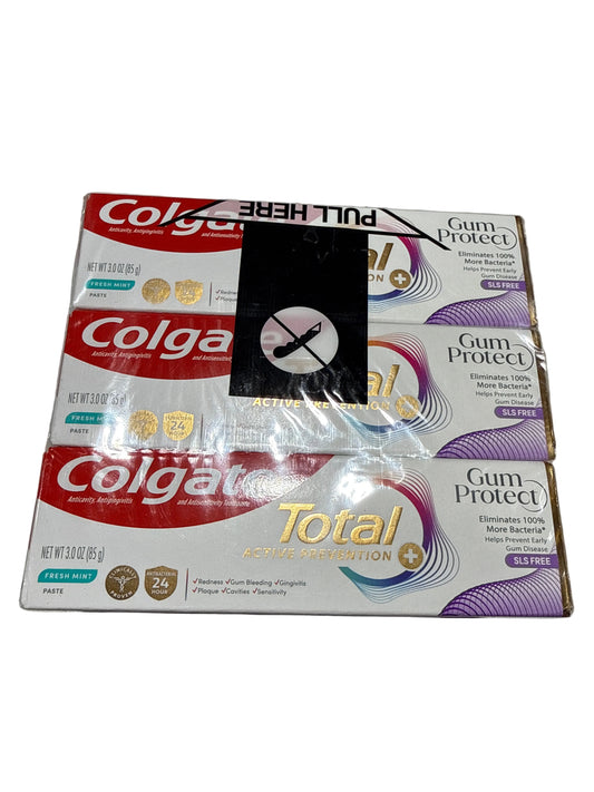 12/26 6 Pack Colgate Total Active Prevention Gum Protect Fresh Whitening Toothpaste  SLS Free