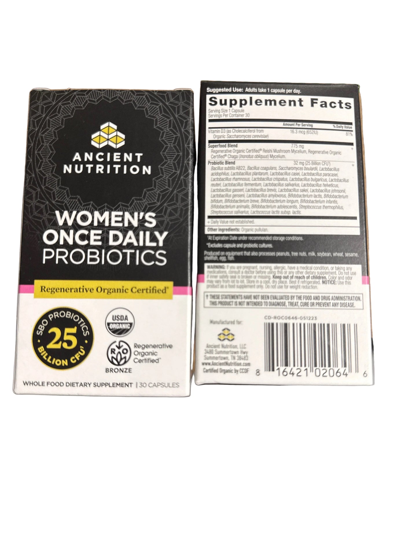 2x 11/26 Ancient Nutrition Probiotics Women Once Daily 30 Ct, Digestive & Immune Support