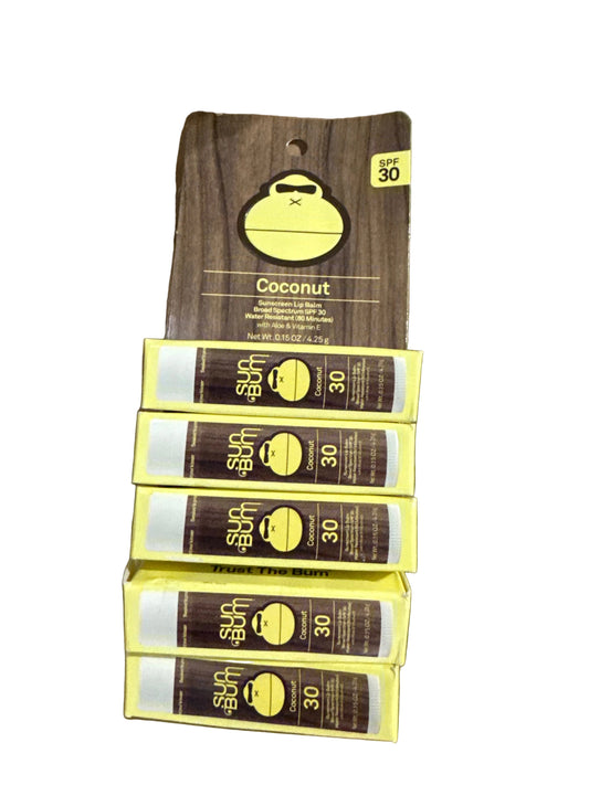 5x 9/27 Coconut Sun Bum SPF 30 Broad Spectrum Lip Balm - 0.15 oz