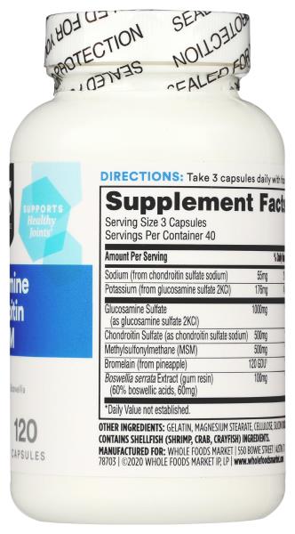 365 by Whole Foods Market, Glucosamine Chondroitin and MMS, 120 Capsules