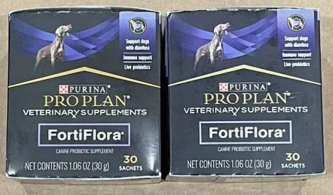 (2) Purina Pro Plan Veterinary Supplements FortiFlora Dog Probiotic 30 Ct. Box