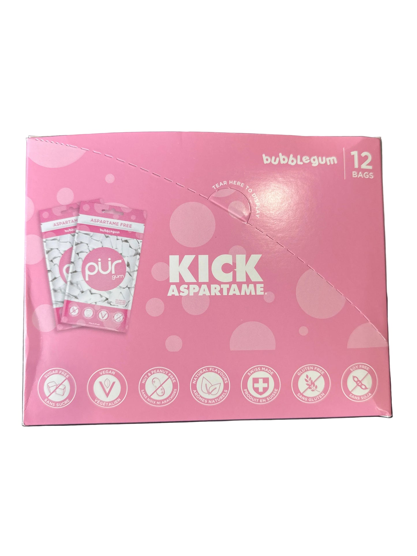 PUR Gum | Aspartame Free Chewing Gum | 100% Xylitol | Natural Bubblegum Flavored Gum, 55 Pieces (Pack of 12)
