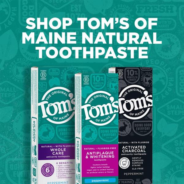 (6 tubes) Tom's of Maine Fluoride-Free Antiplaque & Whitening Natural Toothpaste, Spearmint, 5.5 oz.