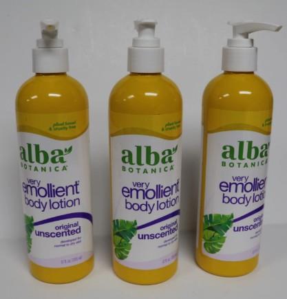 (3) Alba Botanica Very Emollient Body Lotion Unscented 12 Fl Oz