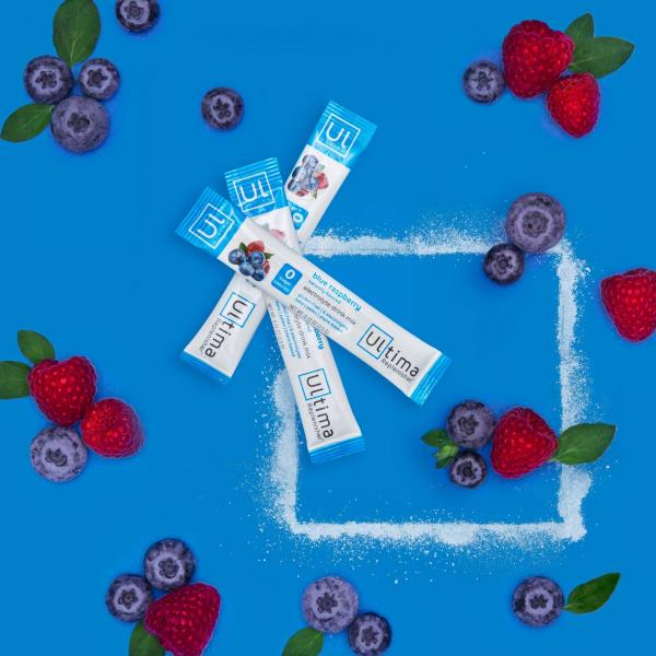 Ultima Replenisher Electrolyte Hydration Drink Mix, Blue Raspberry, 20 Serving Stickpack Box - Sugar Free, 0 Calories, 0 Carbs - Gluten-Free, Keto, Non-GMO, Vegan, with Magnesium, Potassium, Calcium