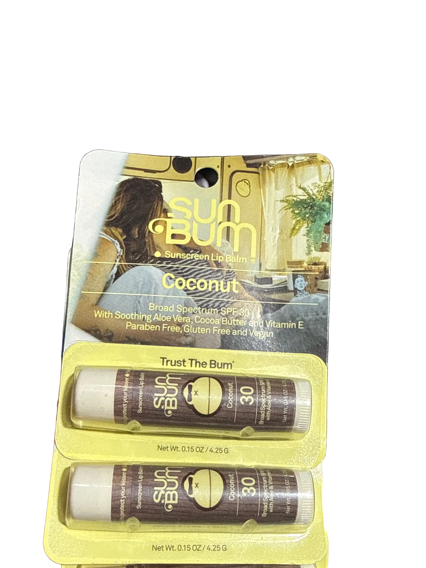 2x Coconut Sun Bum SPF 30 Broad Spectrum Lip Balm - 0.15 oz