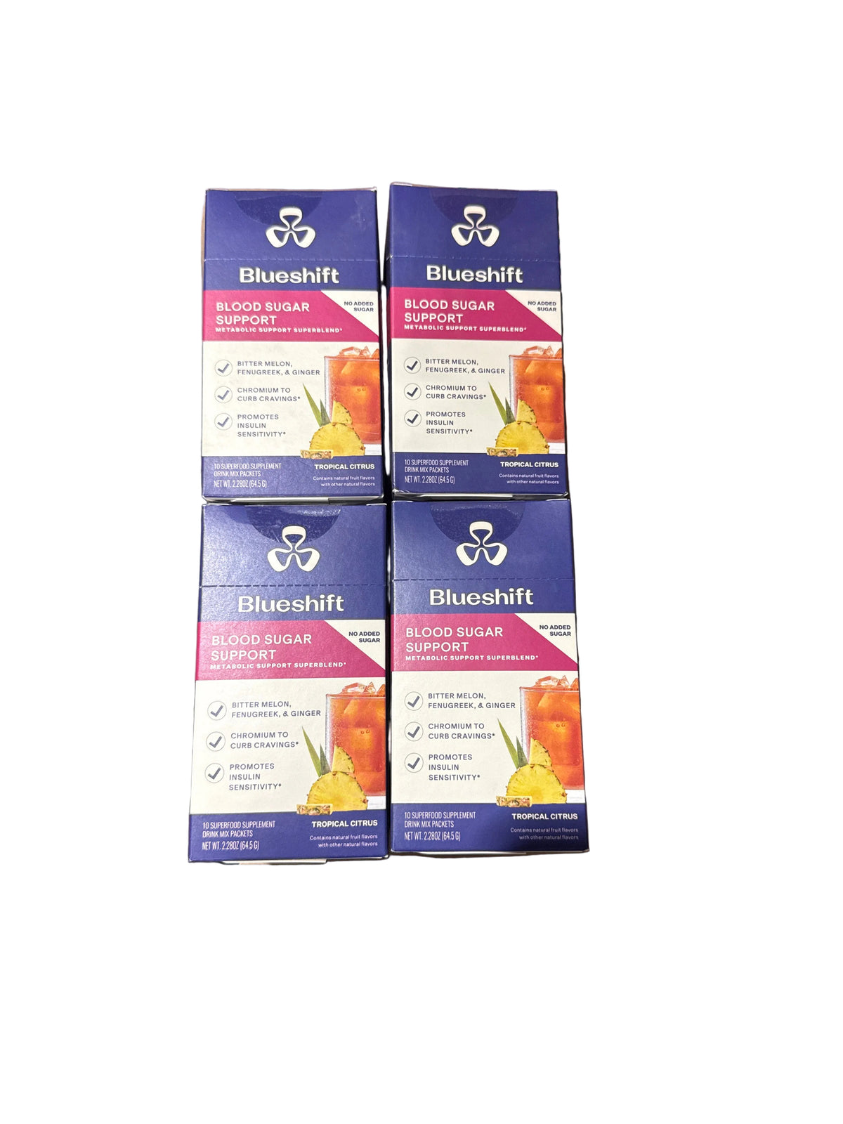 4 Boxes Blueshift Blood Sugar Support
Drink Mix Packet (0.23 oz)