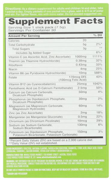 365 by Whole Foods Market, Effervescent C Powder Kiwi Strawberry, 30 Count