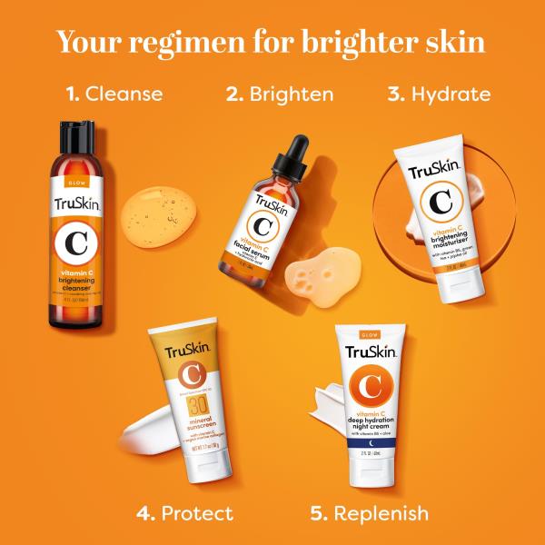(2) TruSkin Vitamin C Cleanser for Face - Brightening Face Wash with Vitamins C & E, Rosehip Oil, Aloe Vera and MSM - Deep Clean and Refresh for Radiant, Healthy-Looking Skin, 5 fl oz