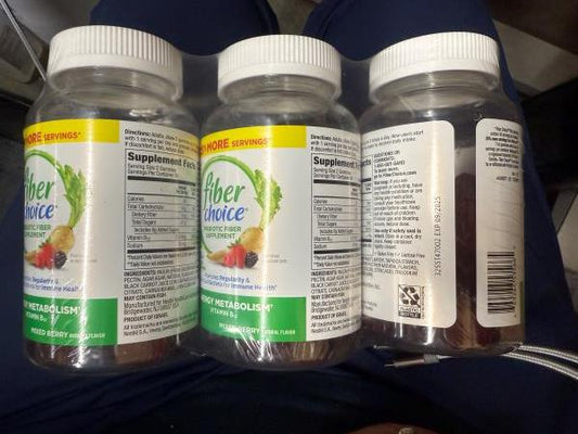 3x Fiber Choice Prebiotic 5g Fiber Supplement Energy B12 Metabolism 180 Gummies