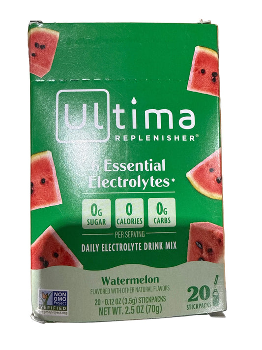 Ultima Replenisher Daily Electrolyte Powder Watermelon, 20 Stickpacks Hydration Packets