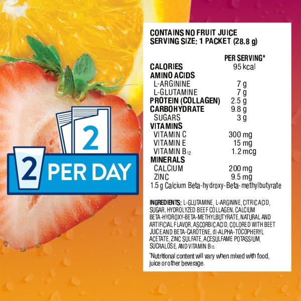 Juven Therapeutic Nutrition Drink Powder w/ Collagen Fruit Punch, 30 Packets