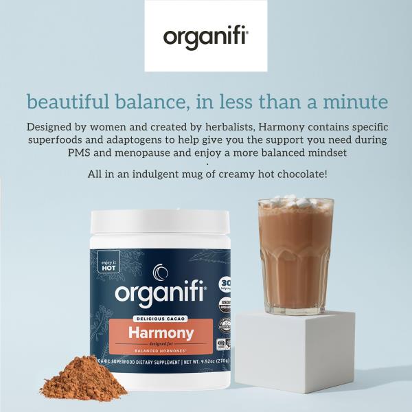 8/2025 Date Organifi Harmony - Hormone Support Cacao Powder, 30 Servings