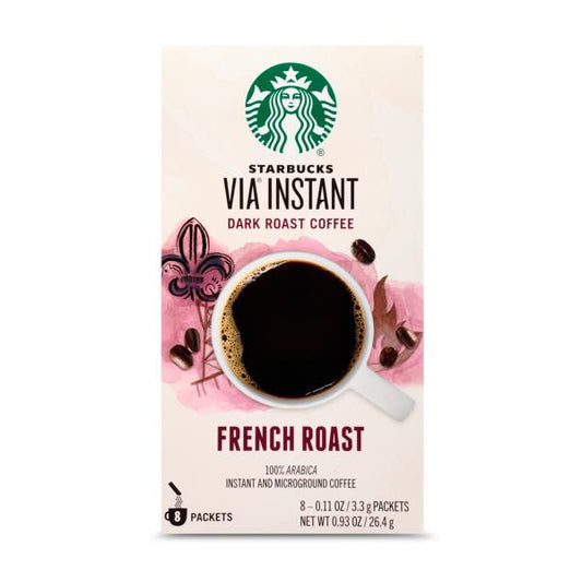 (4 Boxes) Starbucks VIA French Roast  Dark Roast Instant Coffee 32 Packets 