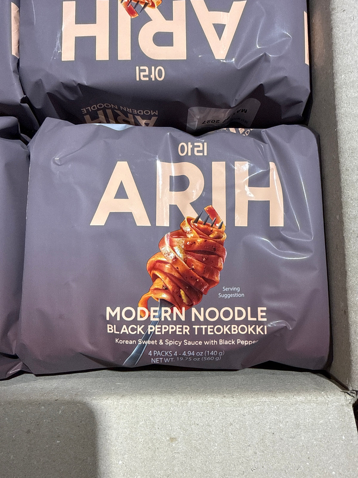 4x ARIH Western-Korean Fusion Soup-Less Noodles Black Pepper Tteokbokki 4 Pk