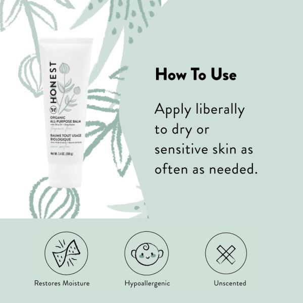 The Honest Company Organic All Purpose Balm | Gentle for Baby | Soothes + Moisturizes | Plant-Based + Hypoallergenic | 3.4 oz