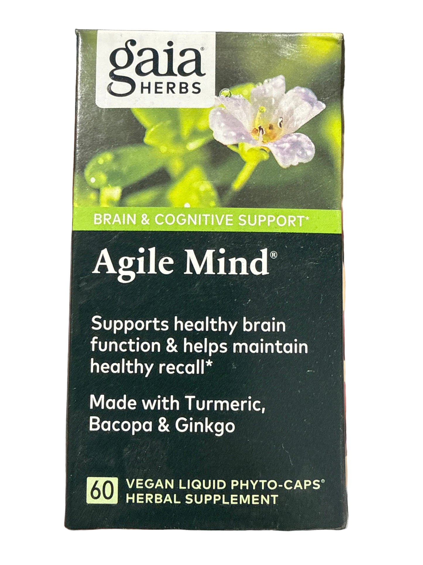 Gaia Herbs Agile Mind - Brain Support Herbal Supplements - 60 Capsules