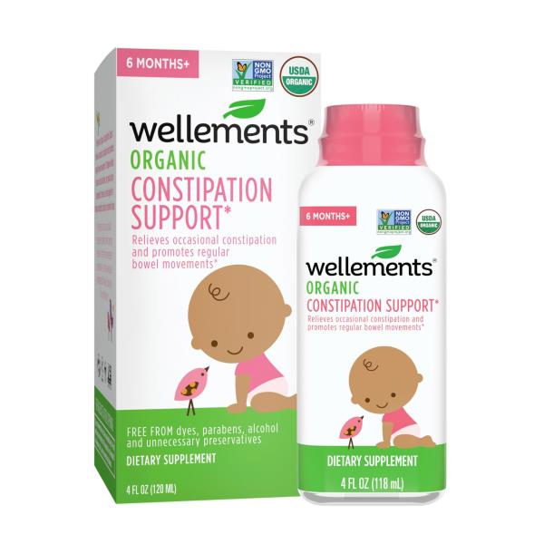 2x Wellements Organic Constipation Support | Safe and Gentle Organic Constipation Relief for Infants, Babies and Toddlers | No Harsh Laxatives | USDA Certified Organic | 4 Fl Oz. 6 Months +