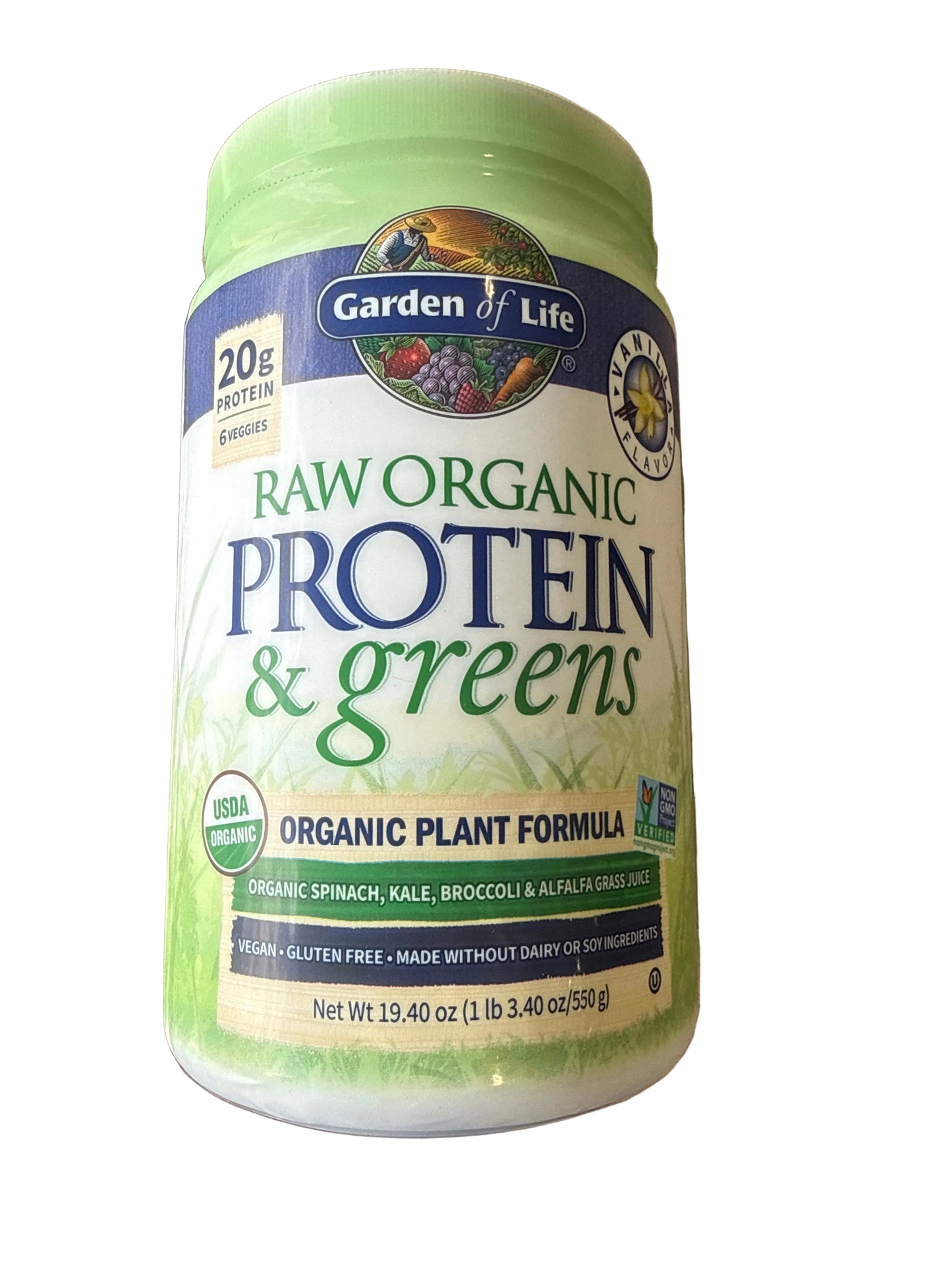 1/27 Garden of Life Raw Organic Protein & Greens Vanilla - Vegan Protein Powder 1 lb