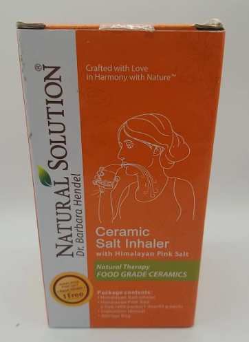 Natural Solution Ceramic Salt Inhaler with 2 Pack of Himalayan Pink Salt NEW