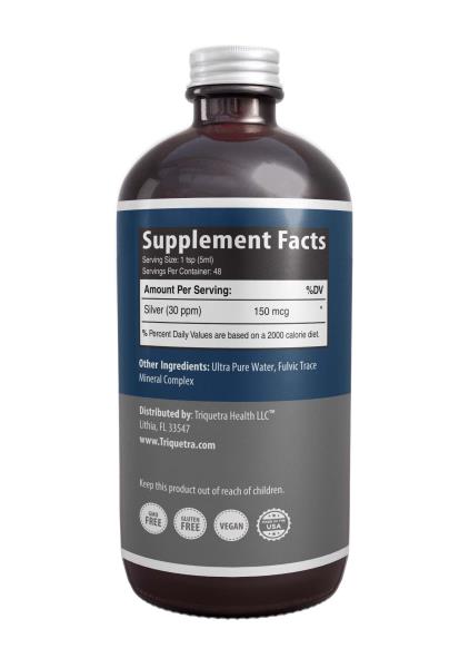 Bioactive Colloidal Silver - 8 oz, Glass Bottle, Vegan, Safe Doses with Highest Effectiveness - Nano Ions, 30 PPM - Immune Support (48 Servings)