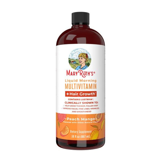 MaryRuth Organics Liquid Multivitamin + Hair Growth | Clinically Tested for Thicker Hair & Facial Wrinkle in Women | Biotin 10000mcg | Lustriva Hair Growth Supplement | Skin Care | Age 18+ | 30 Fl Oz