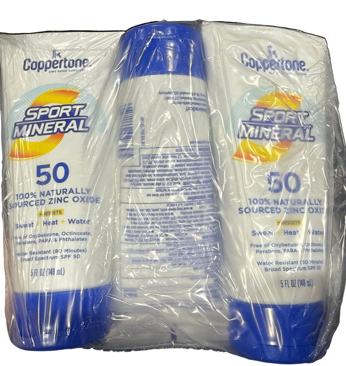 1/27 3x Coppertone Sport Mineral Sunscreen Lotion SPF 50, Water Resistant Sunscreen
