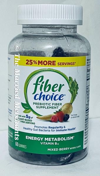 3x Fiber Choice Prebiotic 5g Fiber Supplement Energy B12 Metabolism 180 Gummies