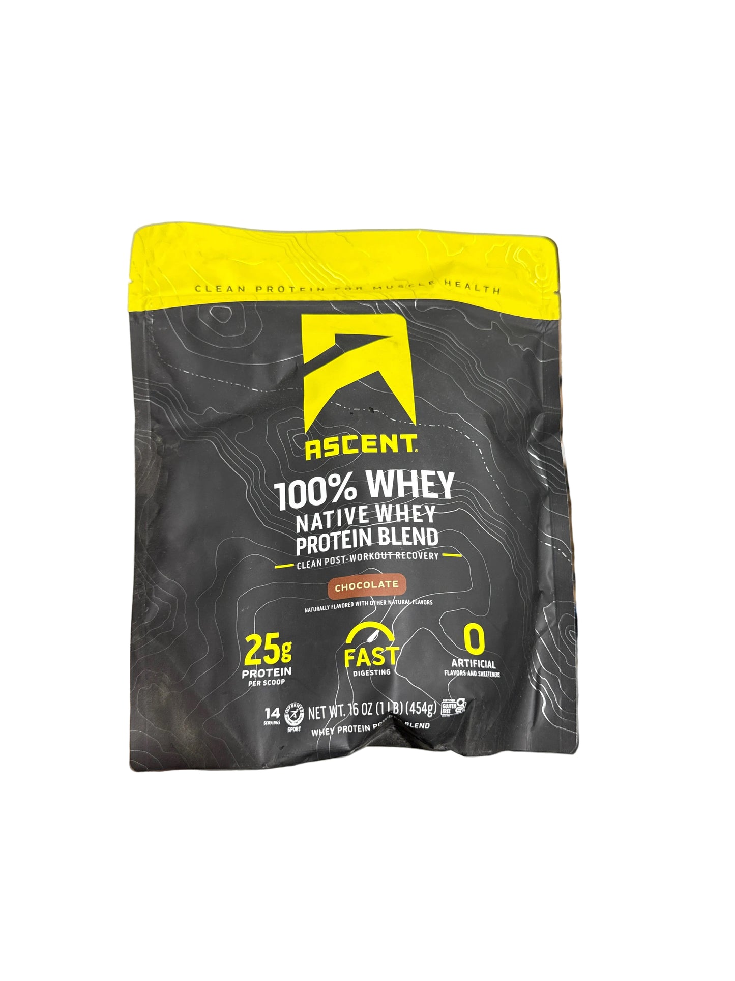 Ascent 100% Whey Protein Powder - Post Workout Whey Protein Isolate, Zero Artificial Flavors & Sweeteners, Gluten Free, 1 lb Chocolate