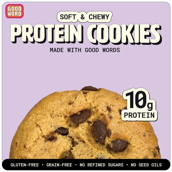 READ (30) Chocolate Chip Protein Cookie, Soft & Chewy, High Protein Snack, Gluten-Free, Grain-Free, Dairy-Free, No Seed Oils, No Refined Sugars, Made with Almond Butter & Collagen, 12-Pack