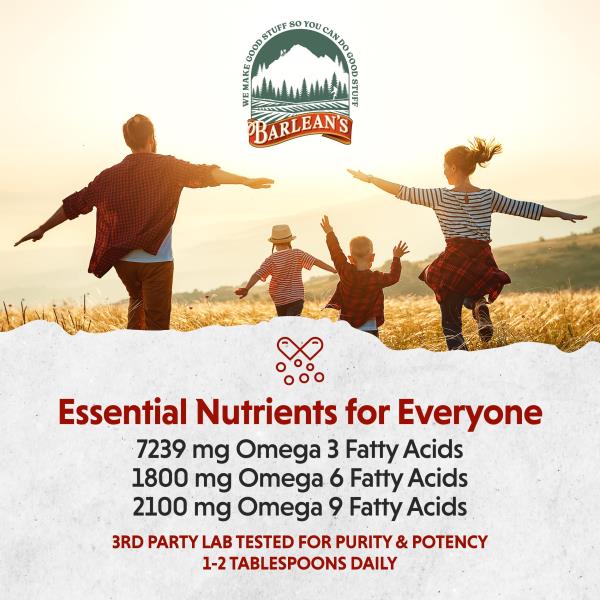 READ Barlean's Organic Lignan Omega 3 Flaxseed Oil Liquid Supplement for Men and Women, Cold Press Flax Seeds, 7230mg ALA Fatty Acid, Vegan and Gluten Free, 16 oz