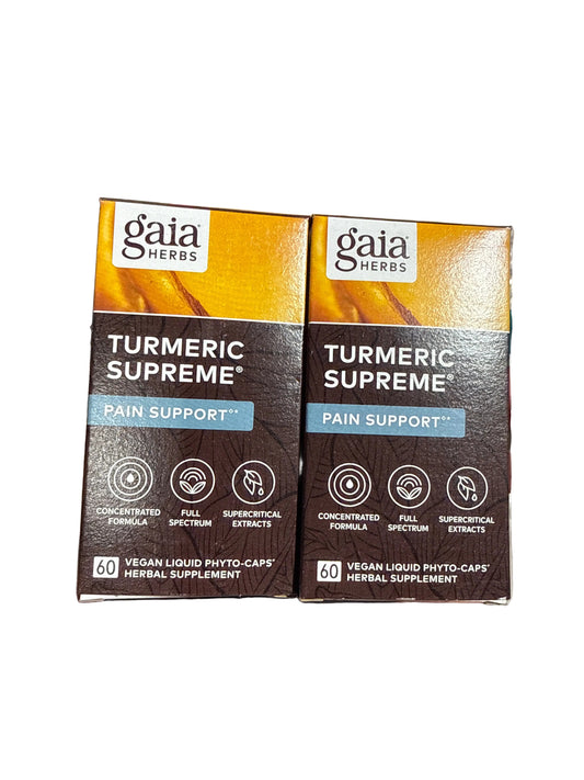 2x 10/26 Gaia Herbs Turmeric Supreme 60 Liquid Phyto-Capsules