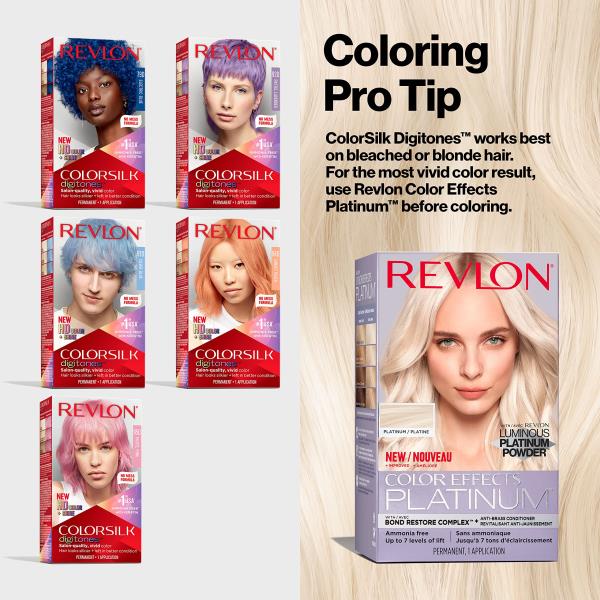 Revlon ColorSilk Digitones Permanent Hair Color with Keratin, 95D Pastel Pink, 2 Count