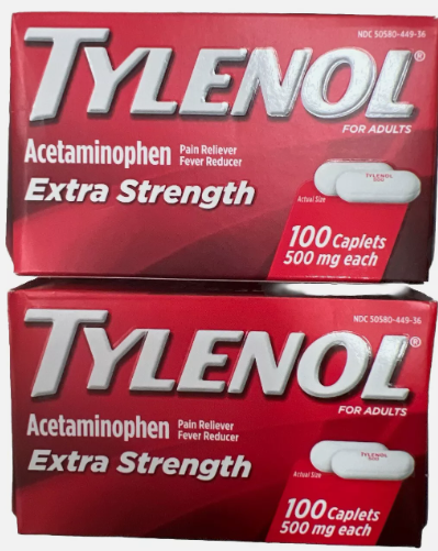(2 Pack) Tylenol Extra Strength Caplets with 500 Mg Acetaminophen, 100 Caplets