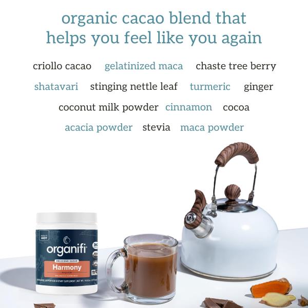 8/2025 Date Organifi Harmony - Hormone Support Cacao Powder, 30 Servings