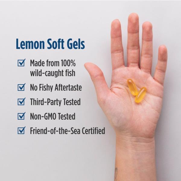 Nordic Naturals Omega-3, Lemon Flavor - 180 Soft Gels - 690 mg Omega-3 - Fish Oil - EPA & DHA - Immune Support, Brain & Heart Health, Optimal Wellness - Non-GMO - 90 Servings
