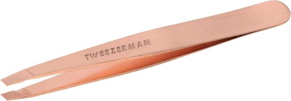 Tweezerman Stainless Steel Slant Tweezer - Eyebrow Tweezers for Women and Men (Rose Gold)