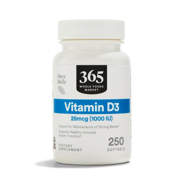 (6 bottles) 365 by Whole Foods Market, Vitamin D3 1000 IU, 250 Count