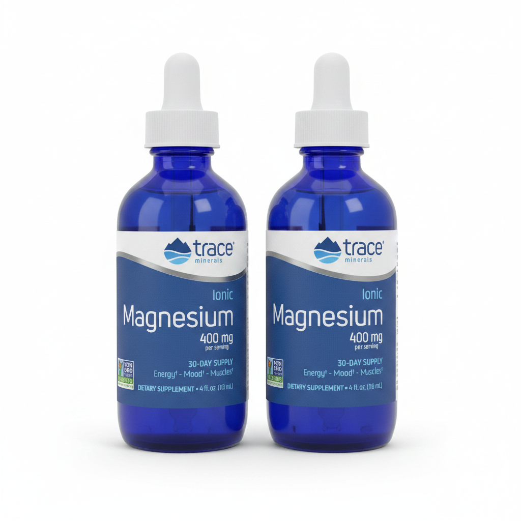 2x Liquid Ionic Magnesium 400mg Mineral Supplement 4 Fl Oz Trace Minerals