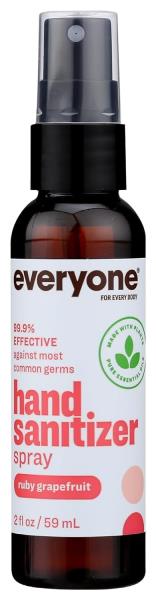everyone for every body Hand Sanitizer Spray, 2 Ounce (Pack of 1), Travel Size, Ruby Grapefruit, Plant Derived Alcohol with Pure Essential Oils, 99% Effective Against Germs
