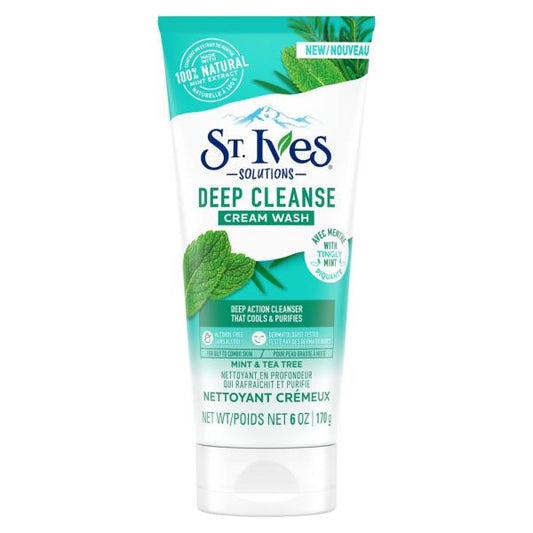 Lot of FOUR St. Ives Solutions Deep Cleanse Cream Wash Mint & Tea Tree 6 oz.