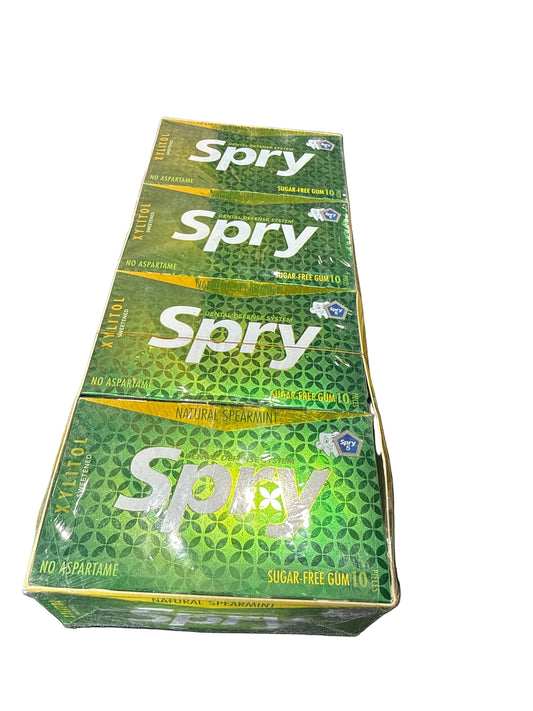 Spry Fresh Natural Xylitol Chewing Gum Dental Defense System - Aspartame-Free, Sugar-Free, Non-GMO, Gluten-Free (Spearmint, 10 Count Blister Cards - Pack of 20)