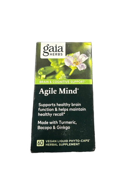 Gaia Herbs Agile Mind - Brain Support Herbal Supplements - 60 Capsules