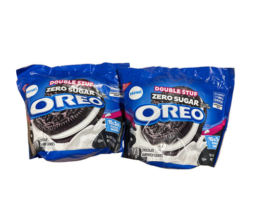 2x OREO Double Stuf Zero Sugar Free Chocolate Cookies, 10 Packs of 2, BB 10/28/26