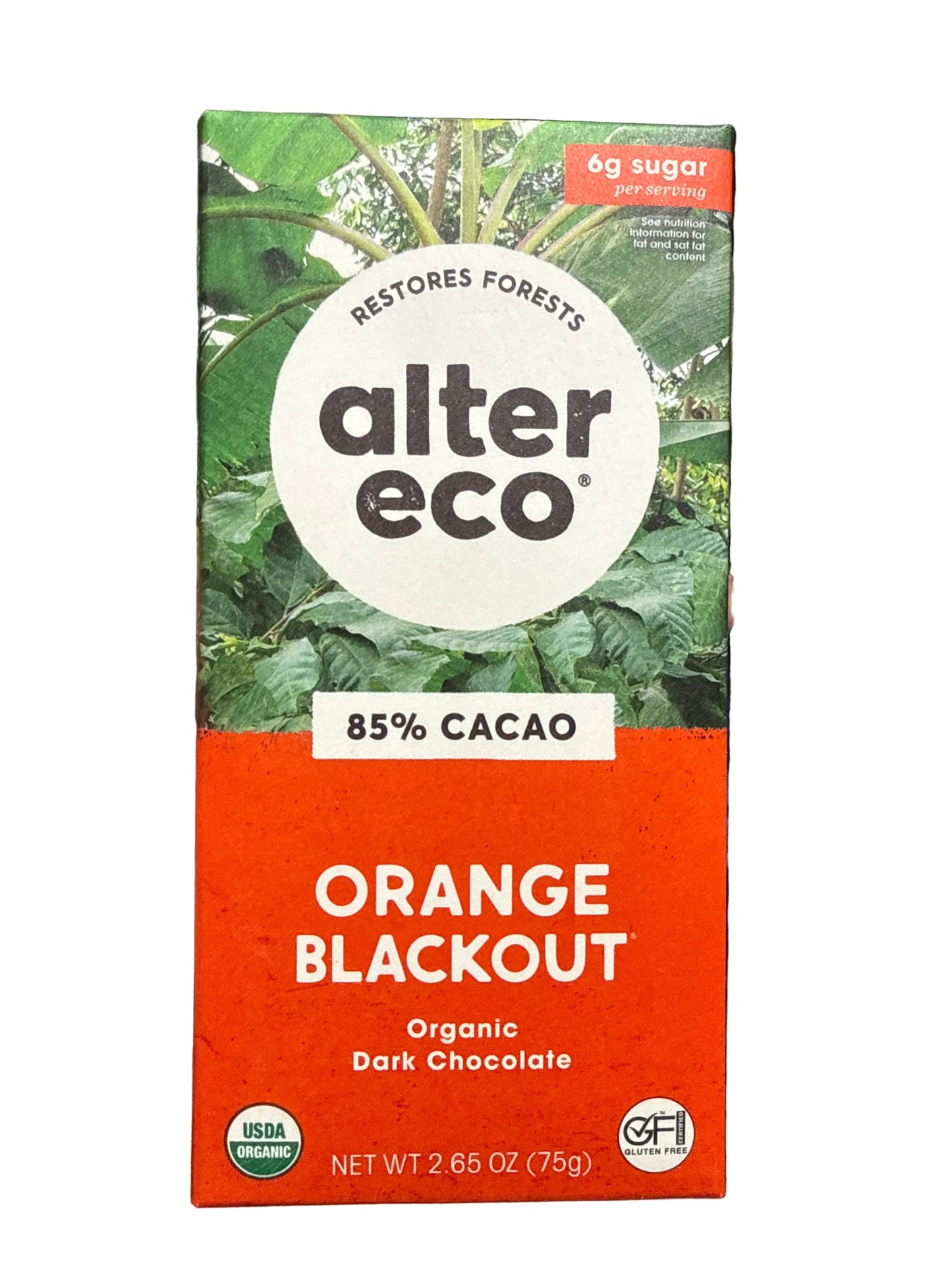 12x 9/26 Organic Dark Chocolate Bar, Orange Blackout, 85% Cacao, 2.65 oz (75 g)