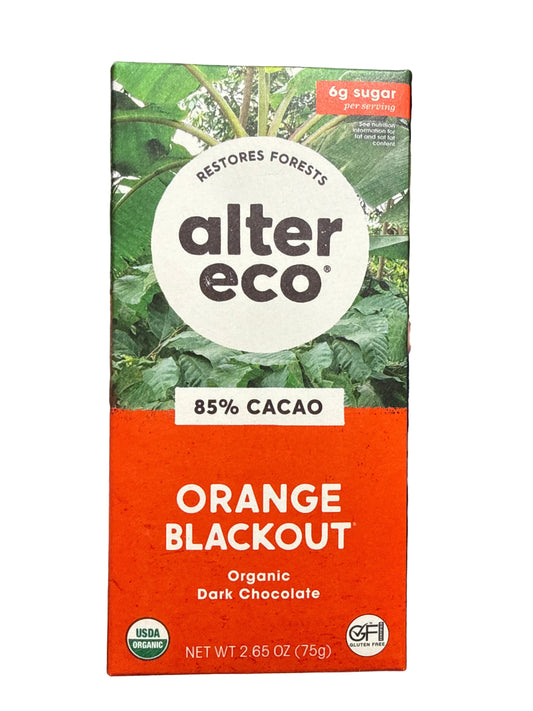 12x 9/26 Organic Dark Chocolate Bar, Orange Blackout, 85% Cacao, 2.65 oz (75 g)