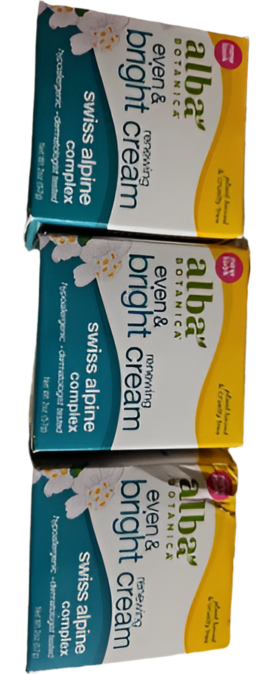 (3) Alba Botanica Even and Bright Renewal Cream 2 Fl. Oz (Packaging May Vary)