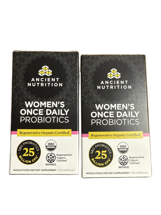 2x 11/26 Ancient Nutrition Probiotics Women Once Daily 30 Ct, Digestive & Immune Support